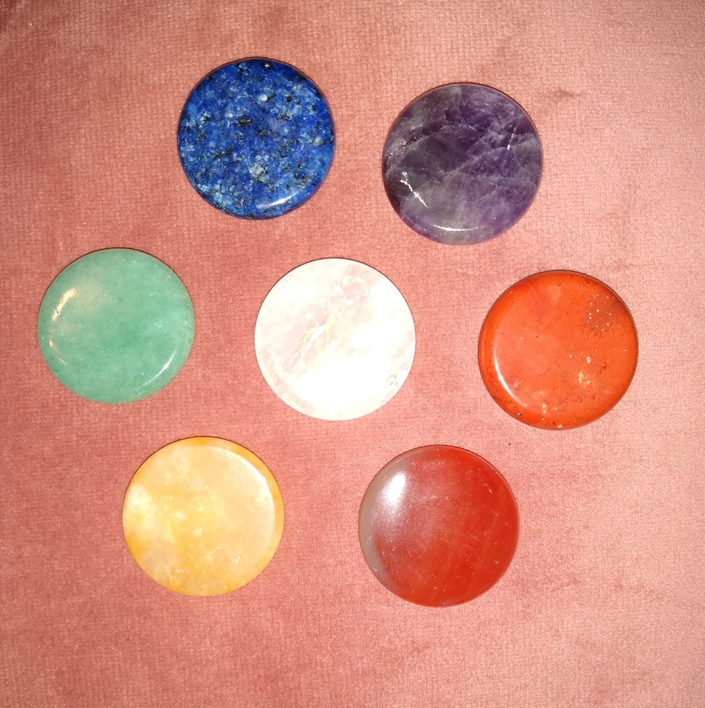 BOGO Blue Lapis Lazuli Palm Stone Throat Chakra Pocket Gem Round Disc Worry Rock - Picture 5 of 7